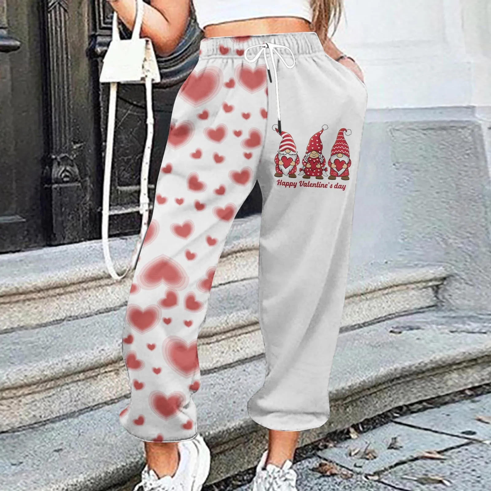 

2024 New Sweatpants Valentines Day Gifts Love Heart Printed Sport Gym Pants Her Girlfriend Women Drawstring Sports Pants
