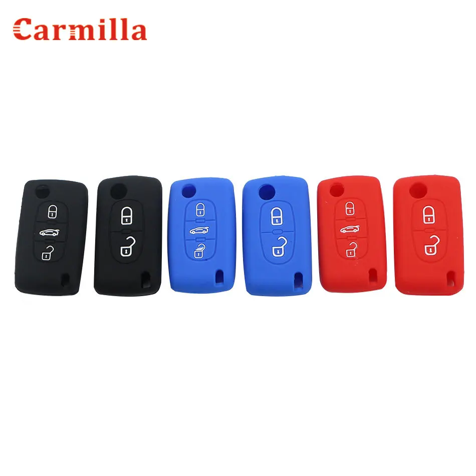 Carmilla Silicone Case for Peugeot 208 207 308 RCZ 408 407 307 206 for Citroen C4 C5 C3 C2 C4L Xsara Picasso Car Flip Key Cover key case,key case cover,car key shell