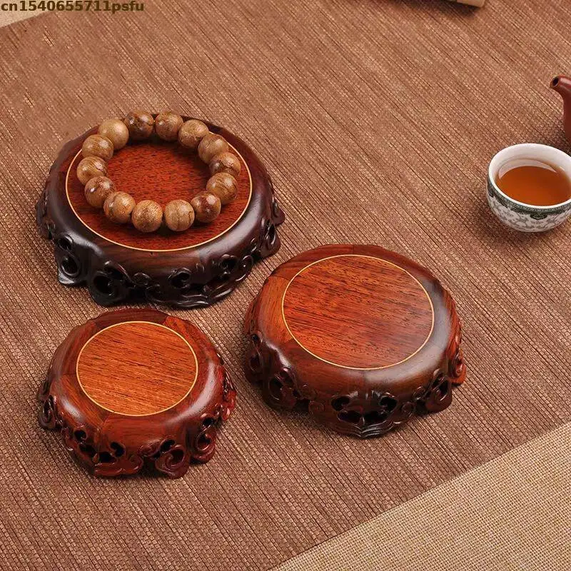 

High Quality Miniature Wooden Tea Sets Pedestal Tea Tray Figurines Vase Flower Pot Sorting Table Stand Bonsai Base Plant Shelves