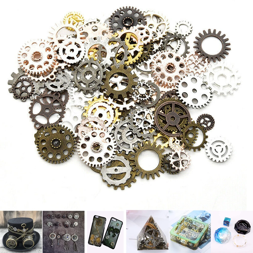 

60Pcs/Pack Mechanical Steampunk Cogs pendant Charms Mix Alloy Mechanical Steampunk Cogs & Gears Diy Accessories