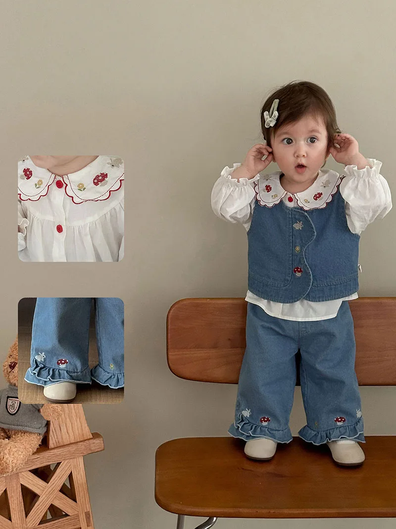 Cotton Embroidered Flower Girl Blouse for Kids