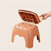 Backrest Small Chair, Silent Children's Stool, Circular Folding Stool, Thick, Portable, Compact, Durable with Backrest 5