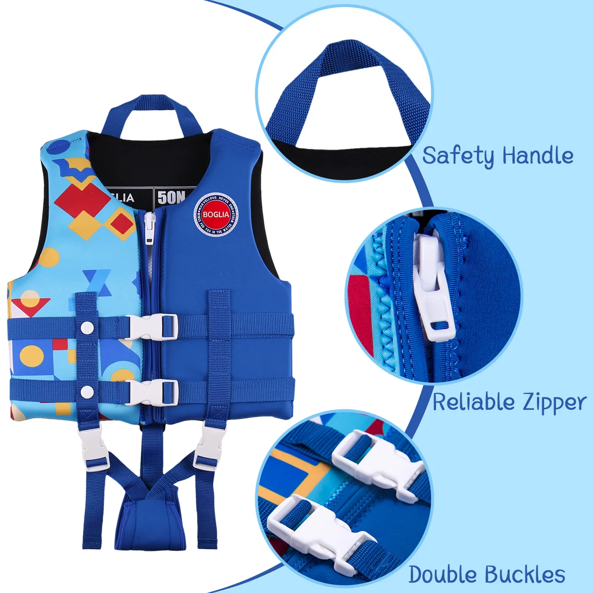 Life Jacket Children with Adjustable Seat Belt Water Sports Boating Skiing Driving Surfing Kayaking Swimming