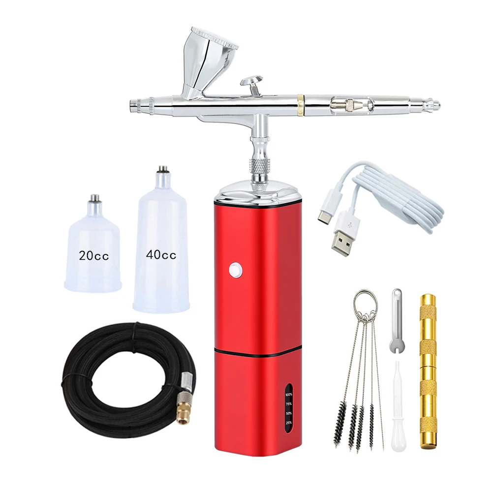 Mini Airbrush Cordless Air Brush Compressor Kit 0.3MM Nozzle Cake Decoration Art Design Graffiti Graphic Nail Model Machine kemei men s haircut machine rechargeable electric shaver trimmer for men graffiti artistic professional hair clipper km max5090