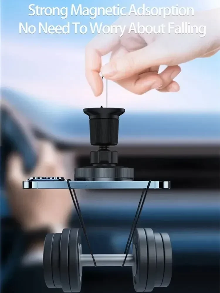 Qi2 15W 무선 차량용 충전기 LED 라이트 마그네틱 고속 충전 스탠드 (Magsafe 아이폰 17 16 15 14 13 12 에어벤트 폰 홀더)