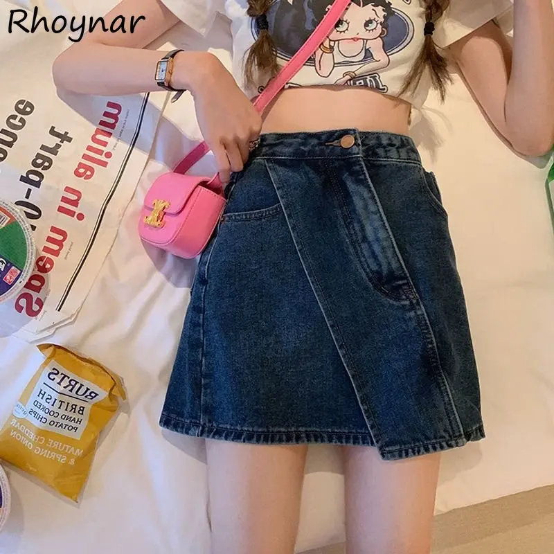 

Denim Skirts Women Hotsweet Irregular Personality College Summer Mini Korean Style Fashion Ulzzang A-line S-5XL All-match Chic
