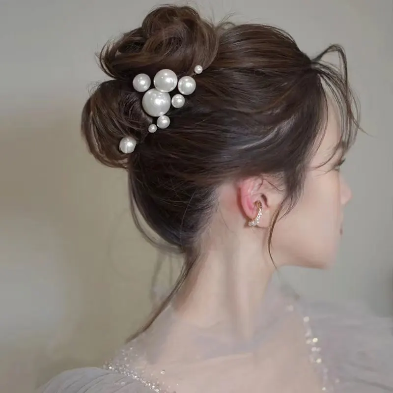 Fashion Women Simulated Pearl Hairpins Metal Barrette Clip Wedding Bridal Tiara Hair Accessories Wedding Hairstyle Design Tools jewelry accessories hair accessory hair clip hair headdress bridal headwear pearl hairpins