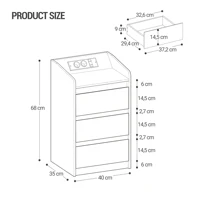 Набор прикроватных столиков Hzuaneri из 2 предметов с 3 ящиками, прикроватный столик с зарядной станцией и светодиодом, 2 порта переменного и USB для спальни, белый — изображение 6