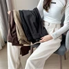 Seoulish Autumn Winter Thicken Woolen Casual Loose Full Length Pants 2023 New Button High Waist Chic Wide Leg Trousers Female 3