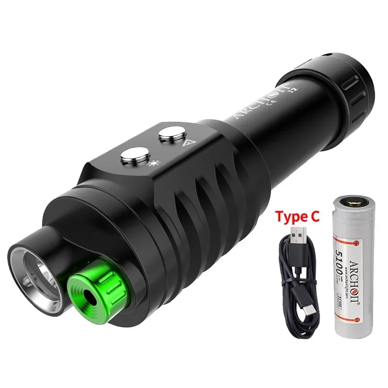 

ARCHON J2 Diving LED Flashlight Cree 1000LM Torch Light Underwater 100m by Rechargeable 21700 5100Mah Battery for Self Defense