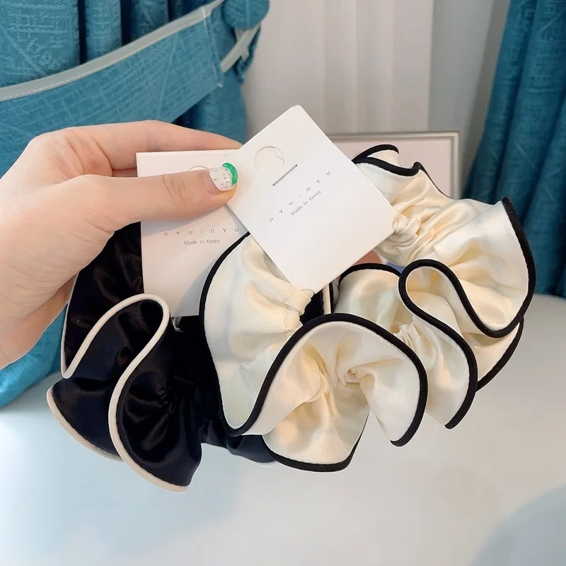 

Korean Style Satin Silk Double Cloth Satain Large Scrunchies Hair Accessories for Women High-end Elastic Bands for Girls