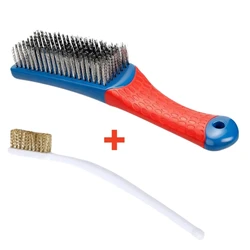 Durable Stainless Steel Wire Brush with Ergonomic Handle for Rust and Paint Removal (Blue 2PCS Set)