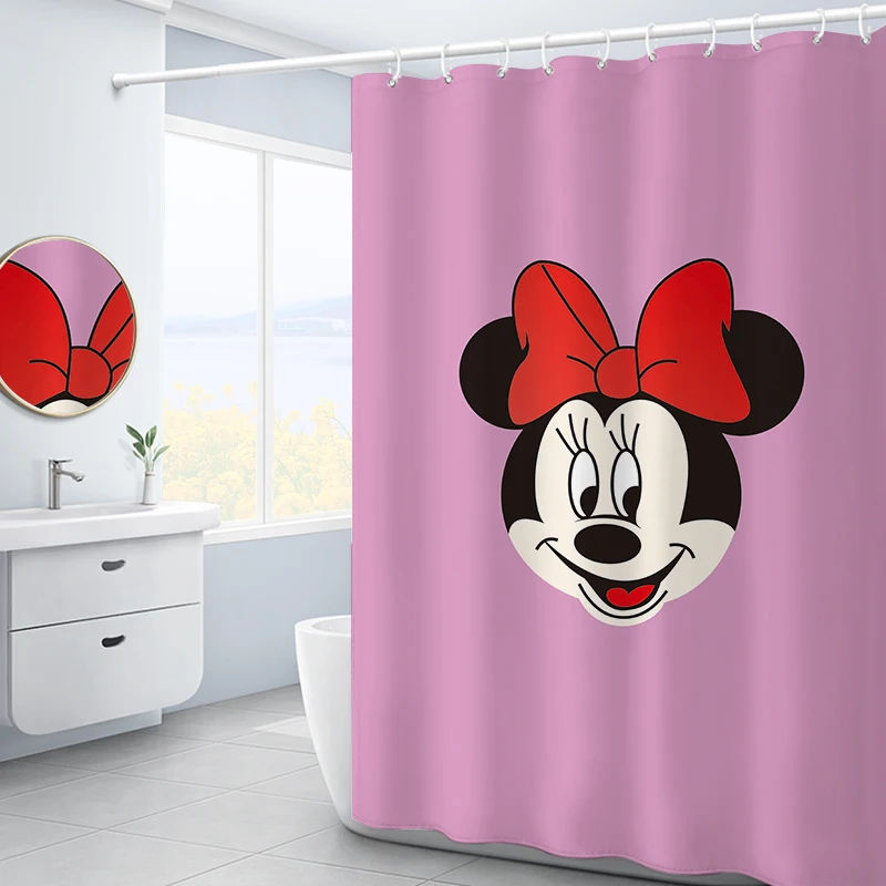 

Cute Anime Mickey Mouse Shower Curtains Waterproof Bath Curtains for Bathroom Cartoon Print Polyester Bathing Cover 12 Hooks