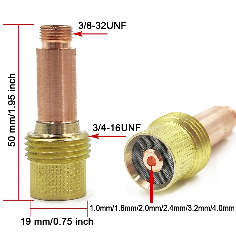 Welding torch 5/10Pcs 1.0/1.6/2.4/3.2/4.0mm TIG medium gas lens collet body 45V24-45V28 For TIG WP17/18/26 welding torch kit