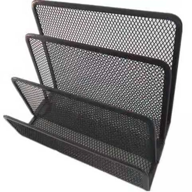 Newest Office Supplies Stationery Black Metal Mesh Book Envelope Desk Organizer Desktop Notepad Letter Sorter
