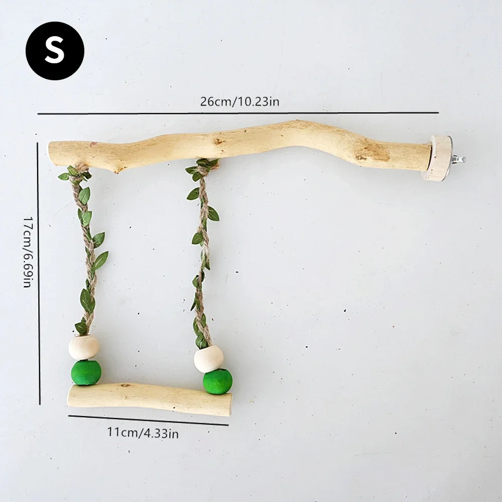 Parrot Toy Bird Toy Bird Cage Accessories Bird Swing Toy Wood Parrot Stand Pole Double Layer Swing Toy For Bird Tiger Skin Claw Grinding Beak Grinding Stand Pole Bird Cage Accessories
