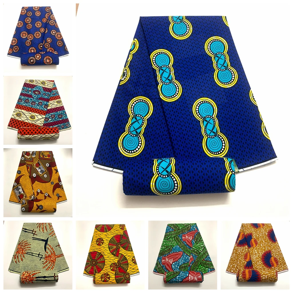 Blesing New Yellow 100% Cotton Original Wax Fabric Soft African Print Fabric Per Abito Da Sposa Tessuto Africano 6Yard/Lot