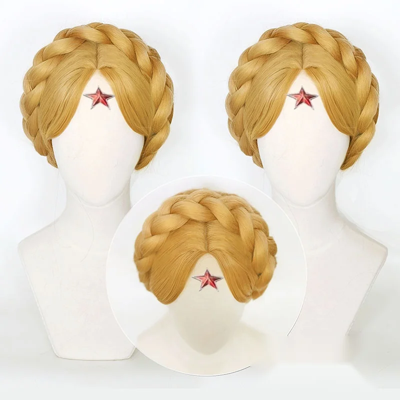 

2023 New Game Atomic Heart Cosplay Accessories Twin Robots Dixie Golden Twist Wig Anime Halloween Hair Role-Playing Prop Natasha
