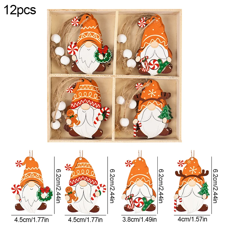 Rustic Christmas Wooden Pendant Ornaments - Gingerbread Man & Gnome Festive Decor