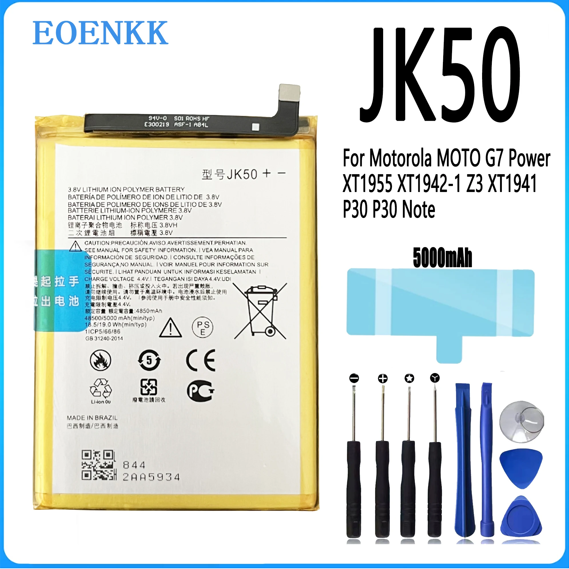 

2024 new JK50 Battery For Motorola MOTO G7 Power XT1955 XT1942-1 Z3 XT1941P30 P30 Note high Capacity Phone Batteries Bateria