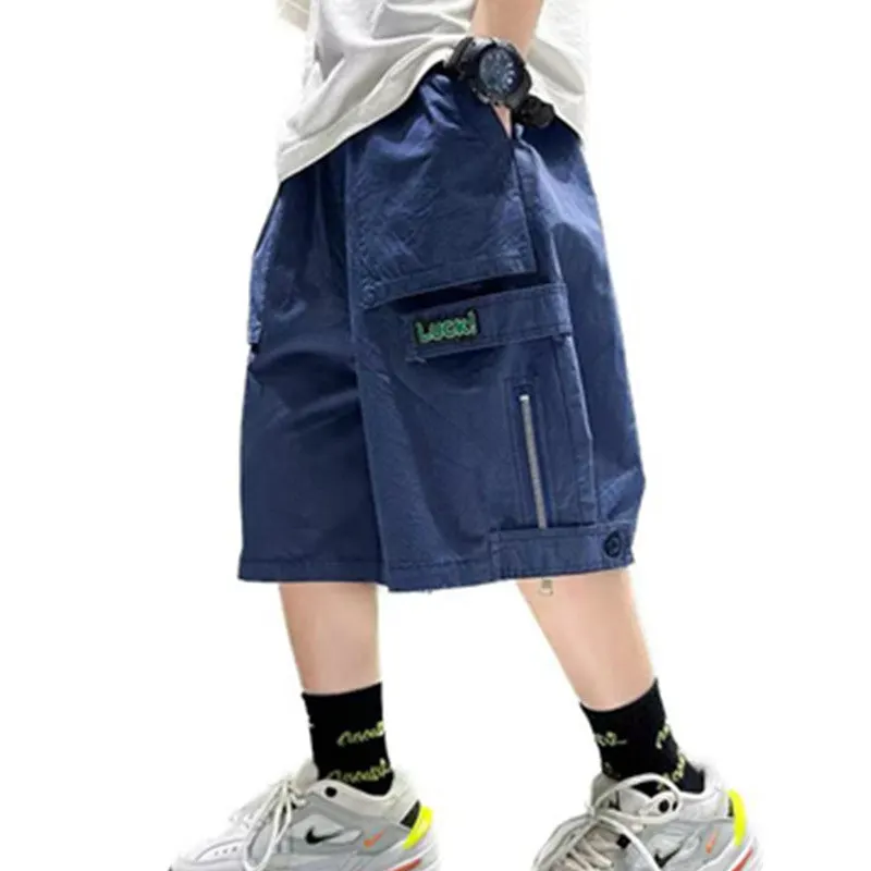 

Boys Shorts Hot Summer Loose Pants Teenager Trouser Clothes Boys Casual Cargo Short Pants Children's Elastic Waist Cotton Pants