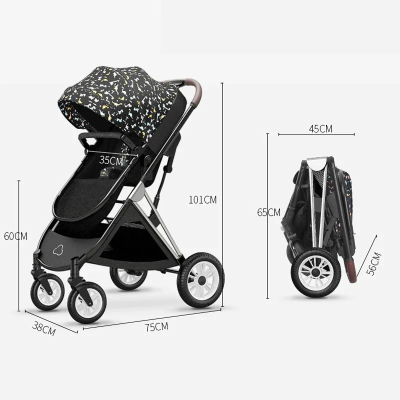 Baby Stroller 3 In1 Travel Folding Car Seat Pram