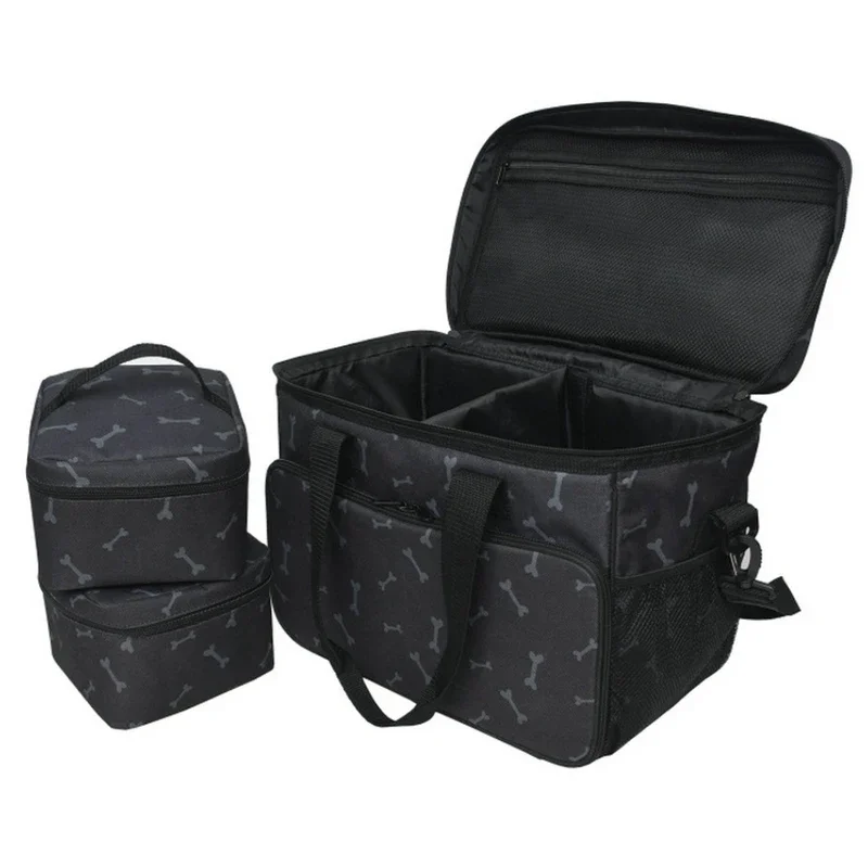 Multi-Function Pet Travel Shoulder Bag Dog Food Tote Carrier Container Organizer Set For Outdoor Camping Food Storage Containers