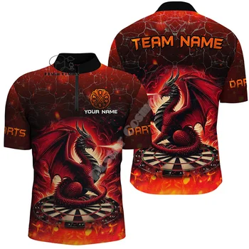 Nome personalizzato freccette Camo Vintage Flame Graffiti Tattoo Retro 3dprint Harajuku Summer Funny maniche corte Zip Polo Jersey A2