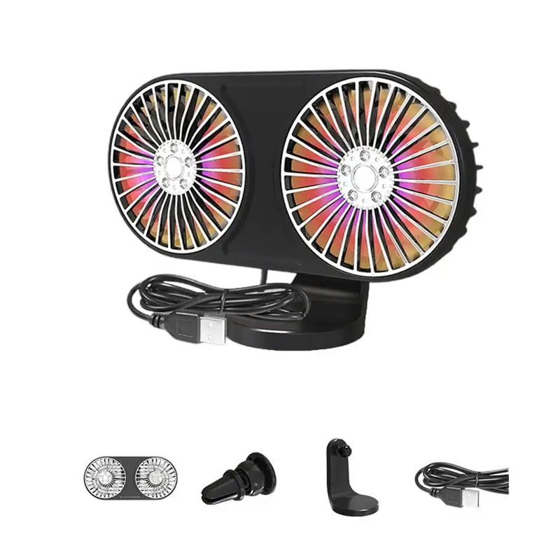 

Двойная головка автомобильный маленький вентилятор электрический USB-вентилятор с двойной головкой и стандартной яркостью Электрический автомобильный небольшой вентилятор со стандартным интерфейсом для автомобиля