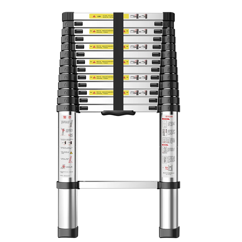 

Single-sided Aluminum Alloy Telescopic Ladder 2.9m/3.2m Household Portable Bamboo Ladder Project Ladder One-word Ladder