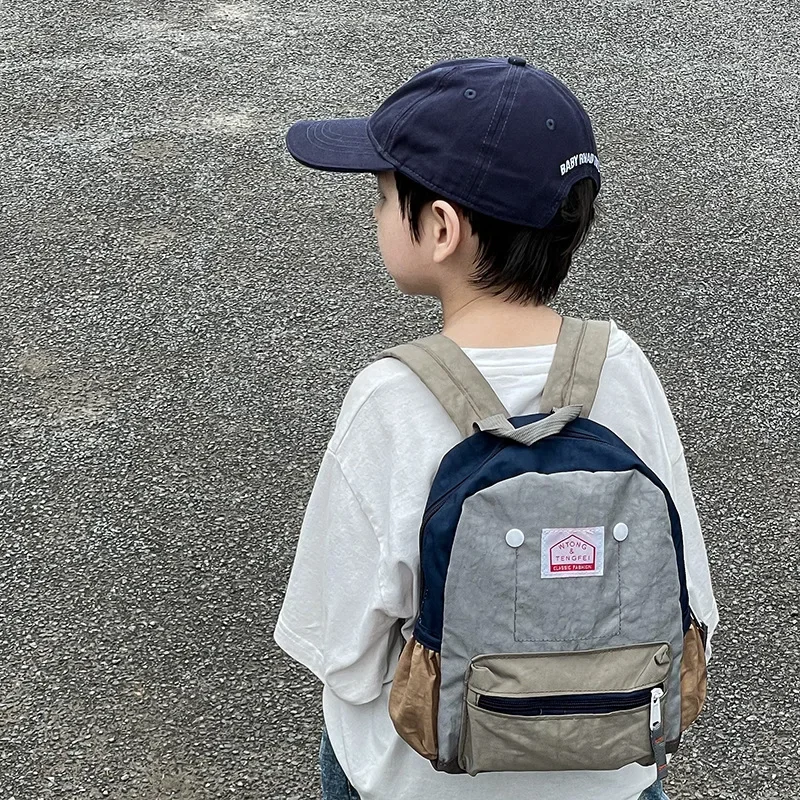 Cute Children's Kindergarten Backpack Boys And Girls Color Block Small Backpack Trendy Hot Sale Of The Season Double Shoulder Ba 2