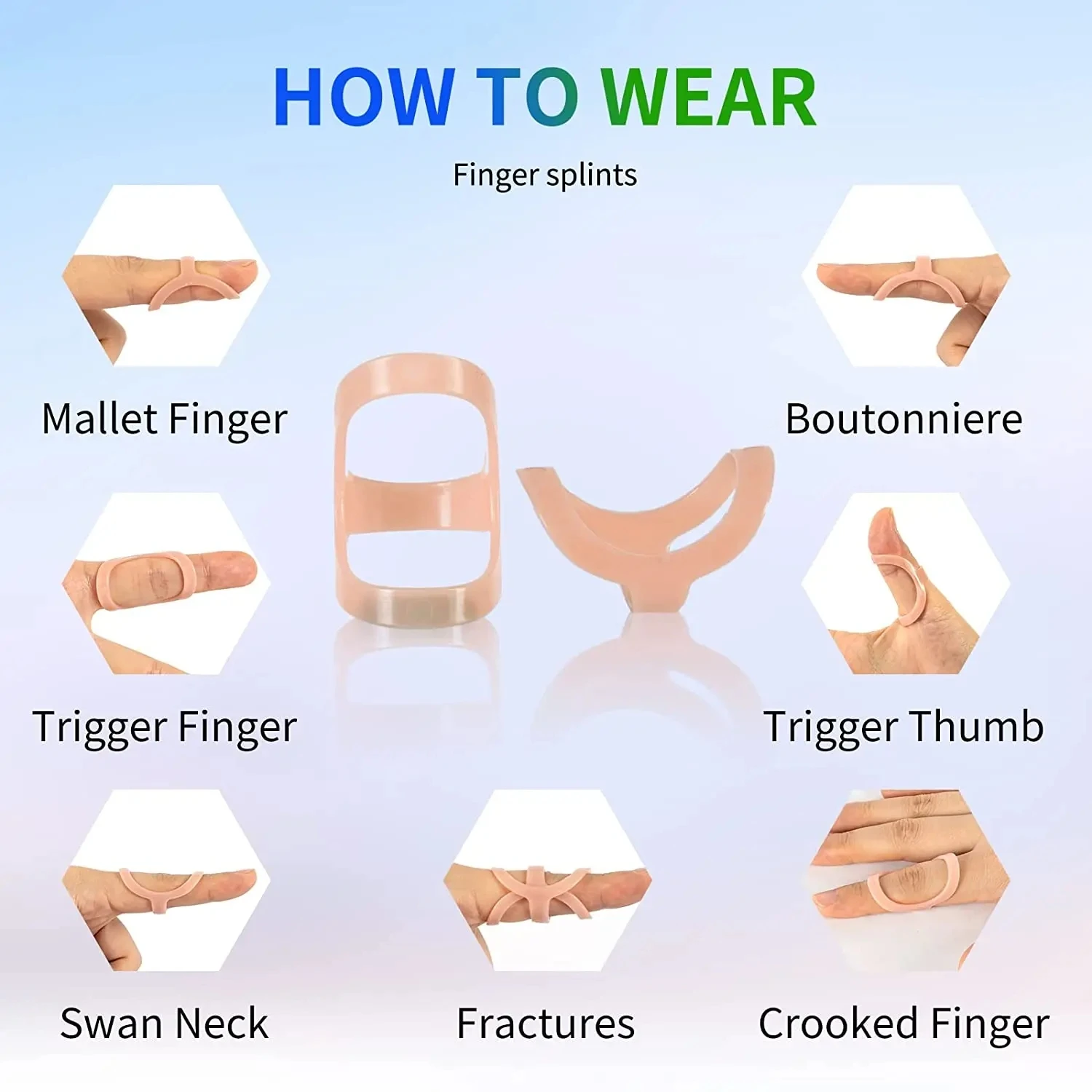 7/9PCS Oval Finger Splint Brace Protector Broken Finger Joint Stabilizer Straightening Arthritis Knuckle Immobilization Brace 4