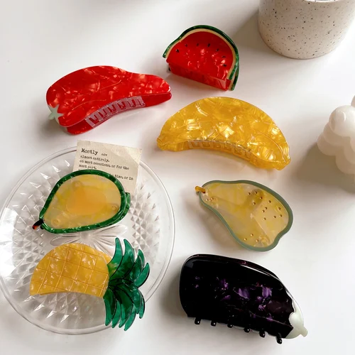 HANGZHI 여름 야채 과일 머리핀, 수박 딸기 튤립 꽃 헤어 클립, 여아용 다채로운 귀여운 액세서리 2