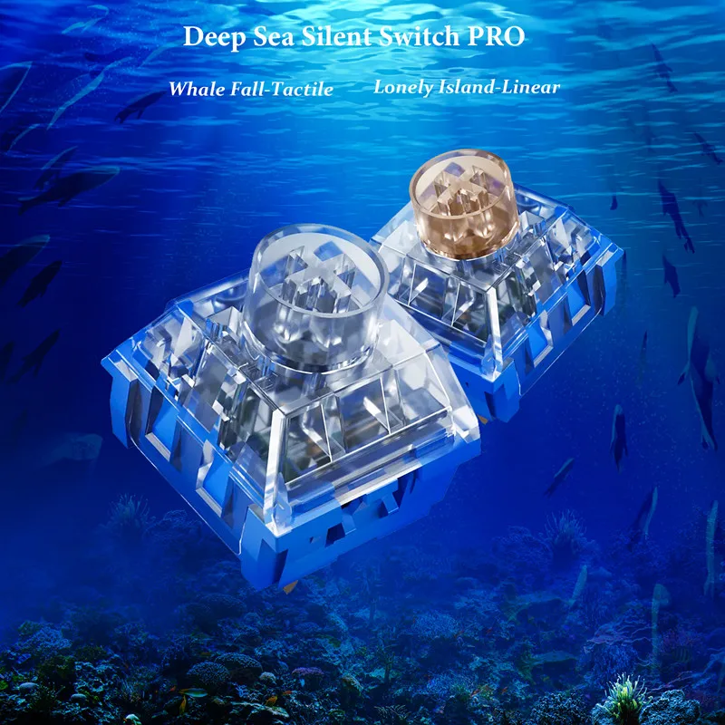 Interruptor de Teclado Silencioso do Mar Profundo Tátil Pro Whale Linear Rgb para Faça Você Mesmo Teclado Mecânico Personalizado 60g 45g 10110 Pcs