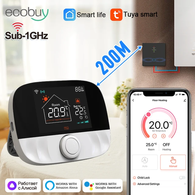 Tuya Smart Home Wifi Wireless Thermostats For Gas Boiler Tuya Battery Wifi Heating Thermostat Room RF Smart Life  Alexa Google