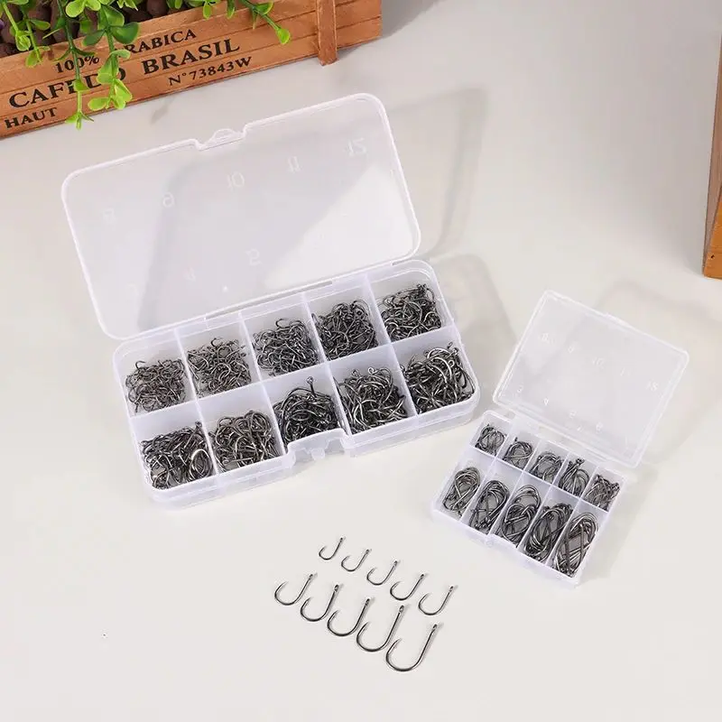 Fishing Hook 100-2000 Pieces Set Boxed Inverted Hooks Outdoor Fishing In Lakes Rivers
