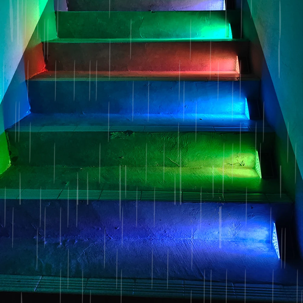 정원 데크용 도난 방지 솔라 스텝 램프, RGB 2 팩