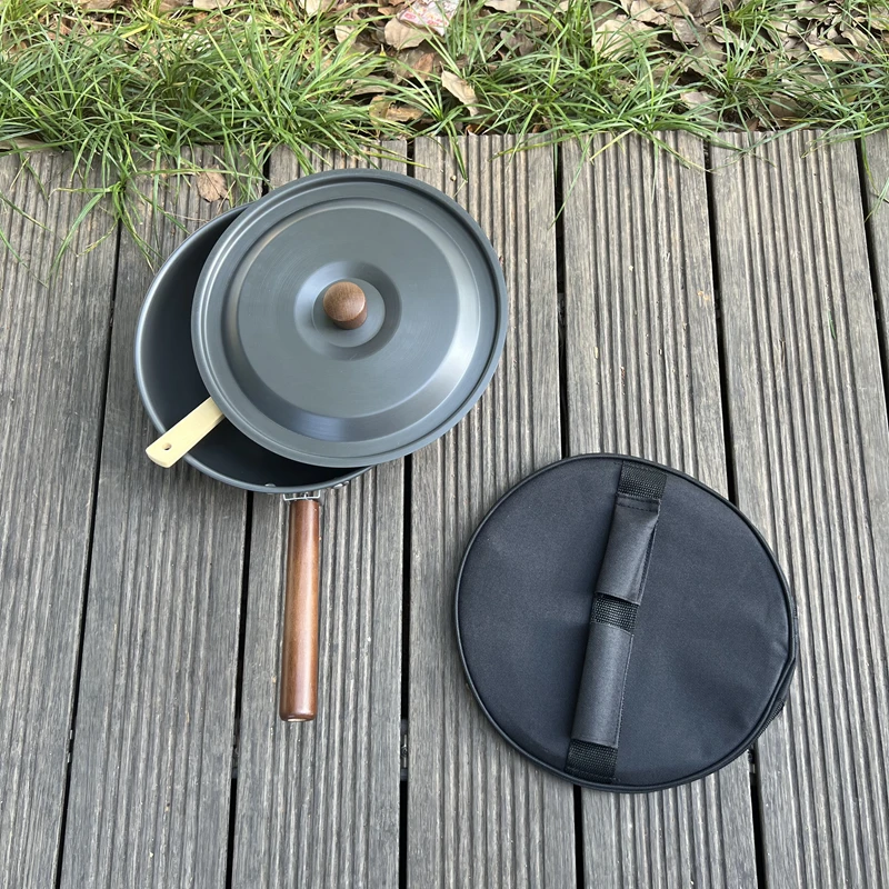 

Outdoor Frying Pan With Handle Storage Bag For Camping Hiking Picnic Cookware Portable Wok Lightweight Non-stick Frying Pan