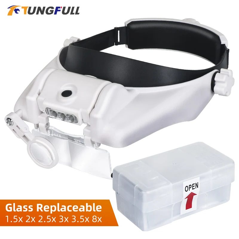 

Увеличительное стекло со встроенными светильниками, увеличительное стекло с оголовьем, лупа Hands Free для ювелирных изделий, лупа для часов, электронный ремонт с линзой, лупа