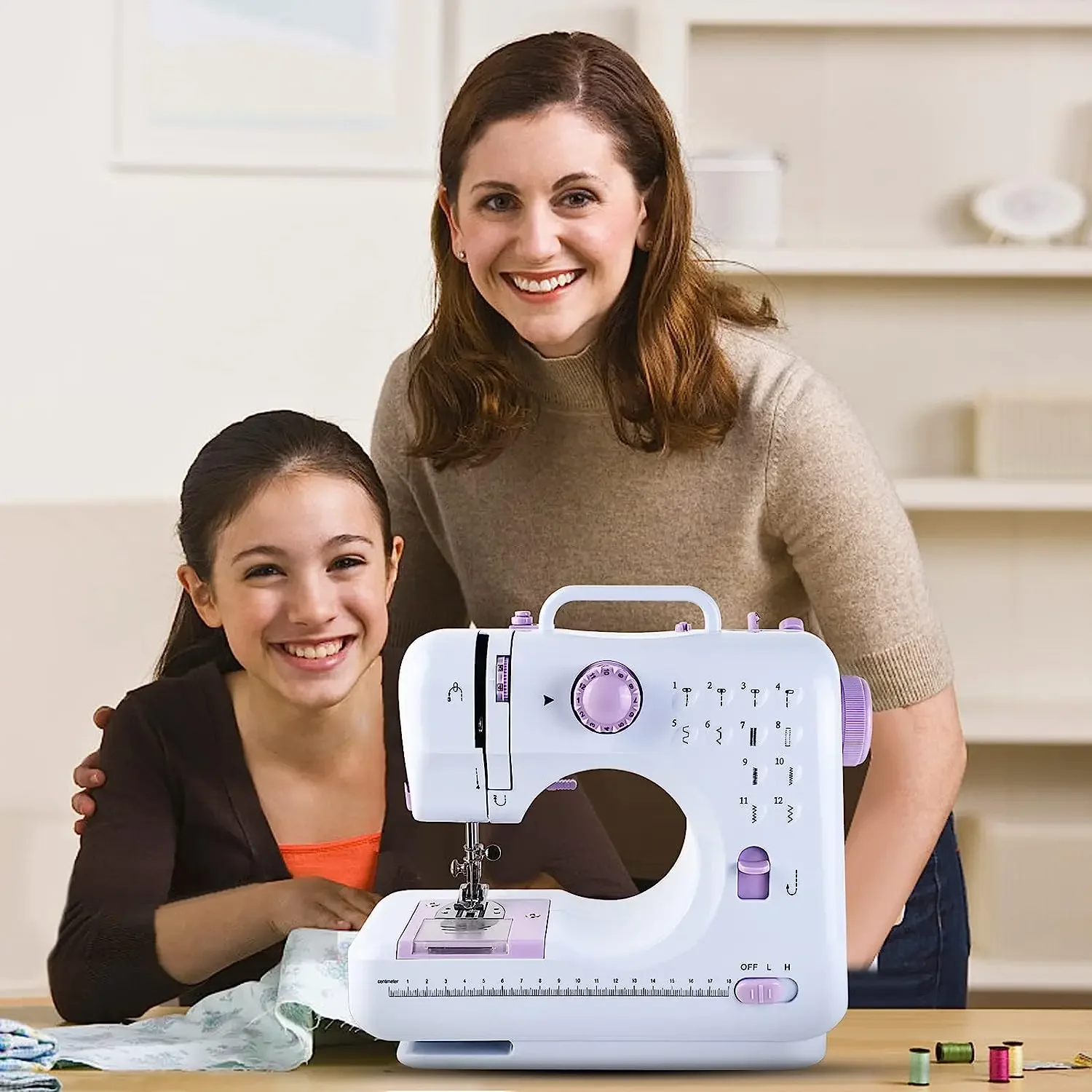 Macchina Da Cucire Per Bambini E Principianti MEGLE - 12 Punti, Doppio Filo, Con Pedale E Alimentazione A Batteria