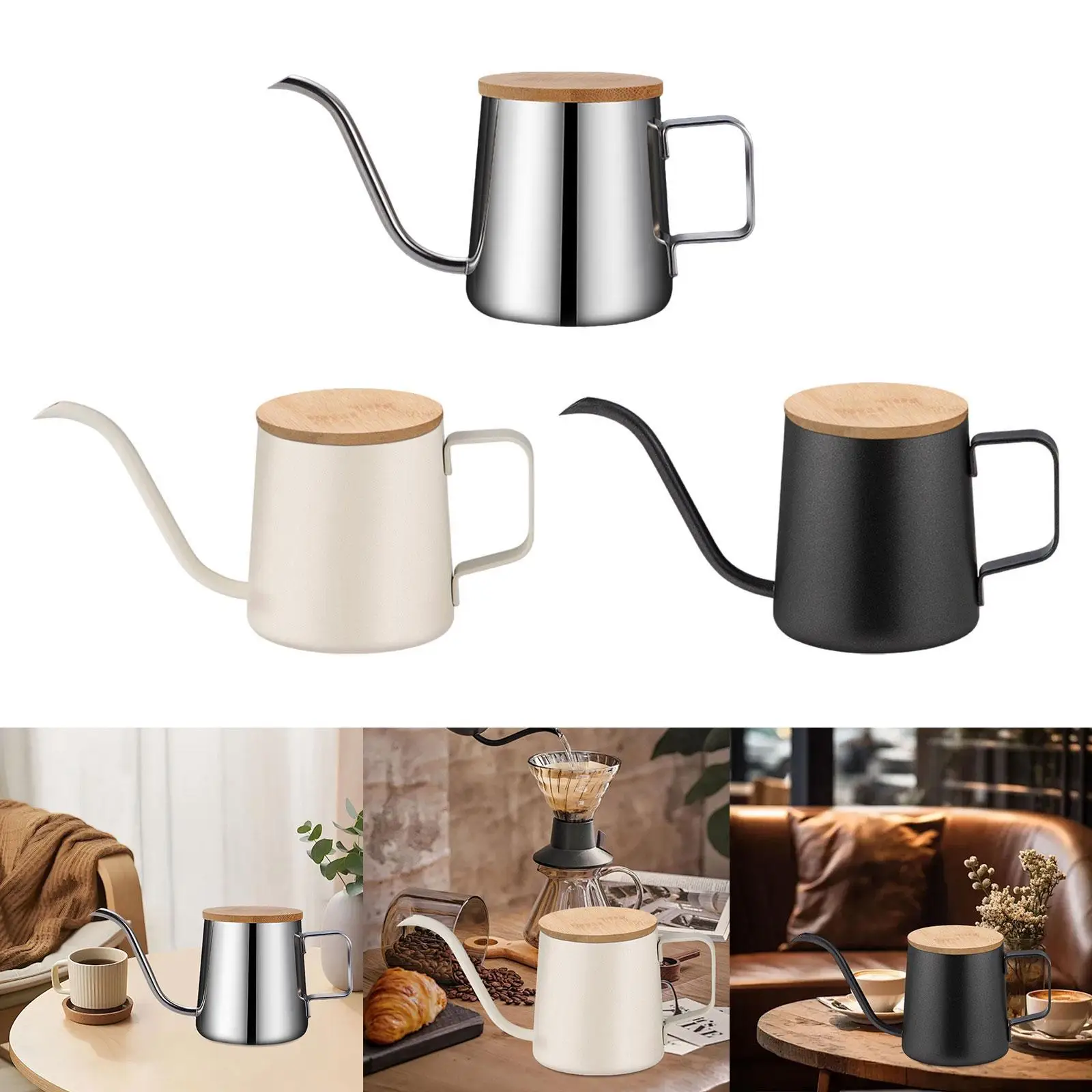 Drip Coffee Kettle 350ml Long Gooseneck Spout with Handle Home Water Kettle Coffee Maker Cafe Teapots Pour over Coffee Kettle