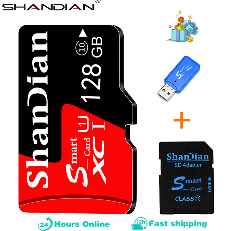 SHANDIAN High Speed Mini TF 32GB Free gift card reader 64GBSD/TF Flash Card Memory Card 128GB 16GB 8GB for Phone Camera Computer