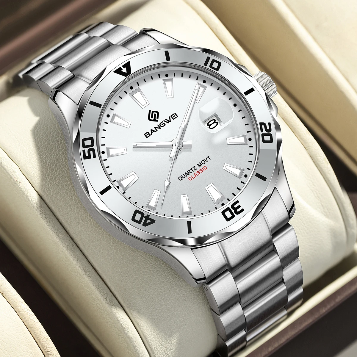 LIGE Luxury Men's Luminous Waterproof Business Watch with Calendar Quartz Movement