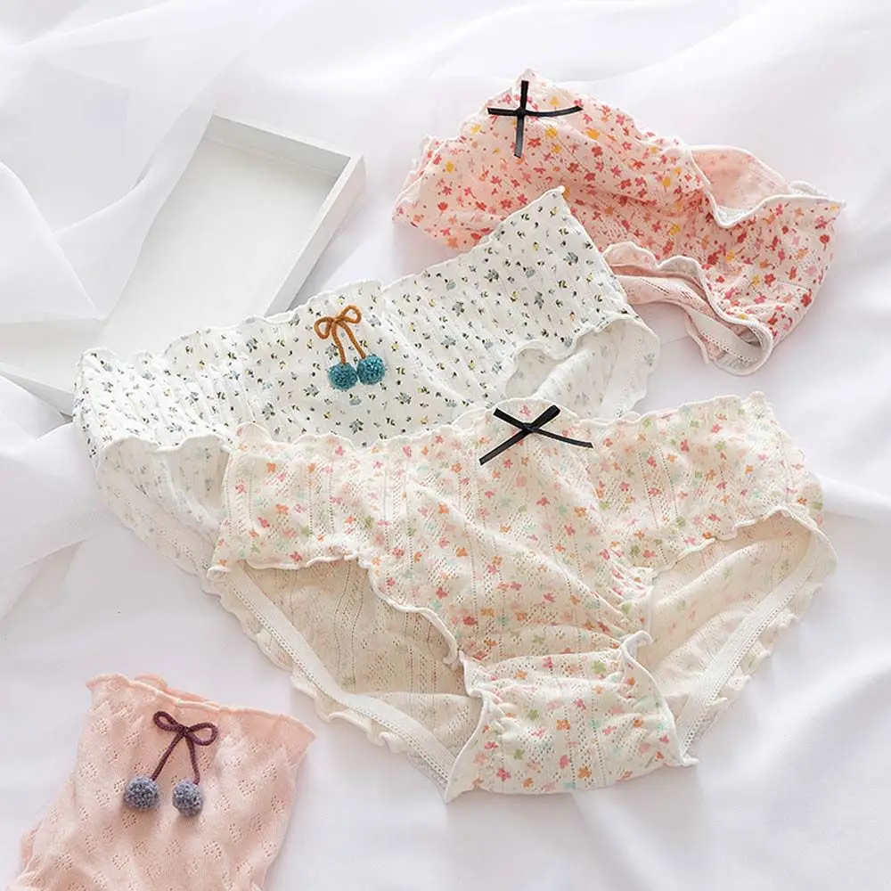 

Sweet Girls Lolita Cotton Ruffle Hollow Lingerie Women Panties Underwear Mesh Briefs