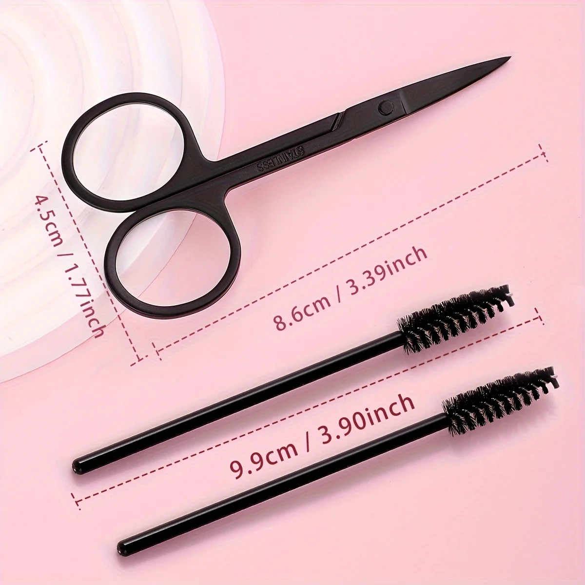 3pcs Eyebrow Grooming Kit Stainless Steel Precision Scissors & Spiral Brush Fragrance-Free Ambidextrous Design For Easy Use