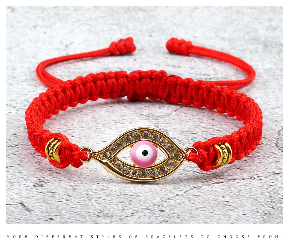 MYSTIC JEWELS By Dalia - Bracelet Kabbale - 7 Nœuds De Fil Rouge - Unisexe - Réglable - Protection Des Yeux - Bonne Chance - Bonne Chance, 7,5 Po