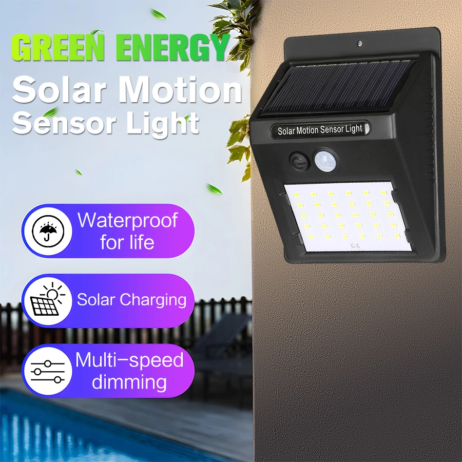 LED Solar Wall Light 1/2/3PCS Outdoor Solar Powered Motion Sensor Lights For Yard Garden Fence Garage Waterproof Street Lamp motion sensor light,led light,led wall lamp,wall light