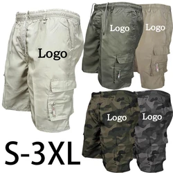 DIY Logo new men's shorts workwear men's drawstring tactical pants summer beach pants loose hiking shorts