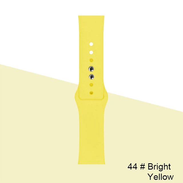 Silicone Strap For Apple Watch band 45mm 41mm 44mm 40mm 38mm 42mm Watchband Bracelet Correa For Iwatch Series 6 Se 5 4 3 7 Bright-Yellow-44