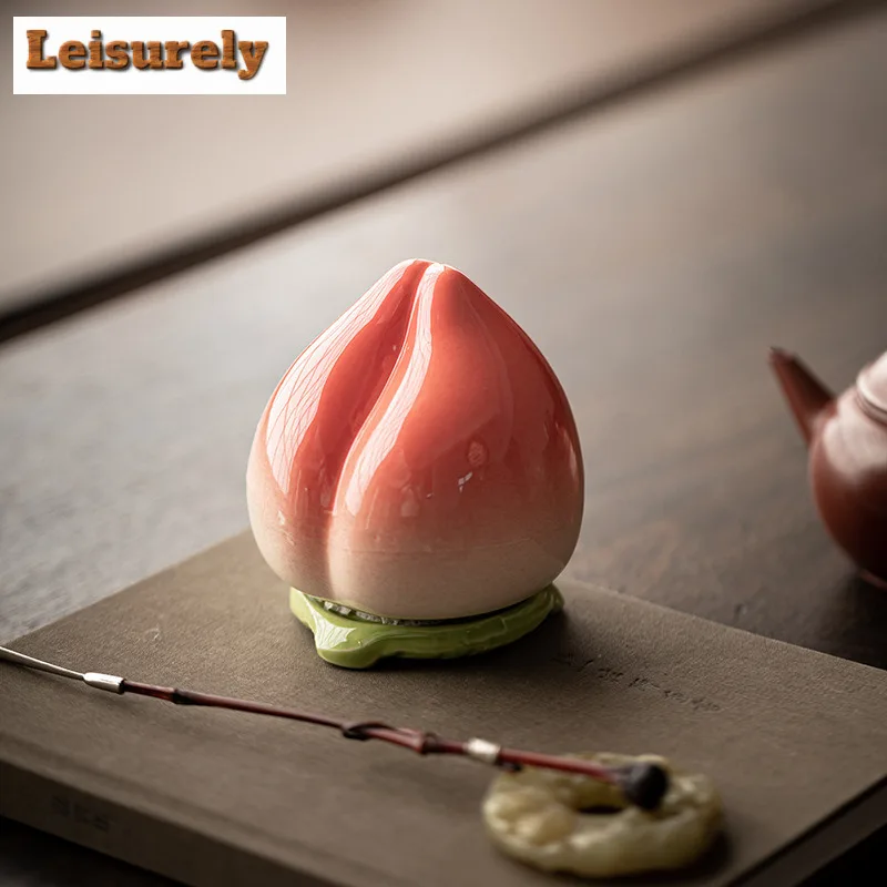 Longevity Peach Tea Box Organizer Moisture-proof Antique Storage Tank Containers Tea Caddy Cafes Accessories Decoration Supplies